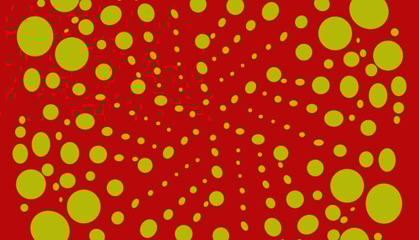 Red illustration background with yellow circle balls vector