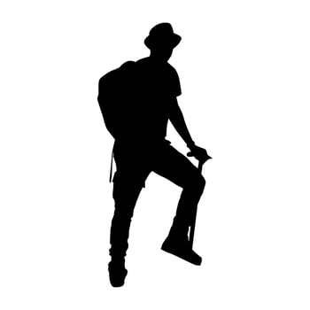 Hiker Silhouettes. hiking man with rucksacks silhouette. People with backpack vector silhouettes. Backpacker. mountaineer climber hiker people.