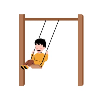 Little Boy Playing Swing vector