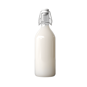 Milk bottle mockup on transparent background, PNG file