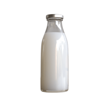 Milk bottle mockup on transparent background, PNG file