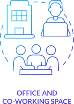 Office and co-working space blue gradient concept icon. Startup program abstract idea thin line illustration. Effective collaboration. Isolated outline drawing vector
