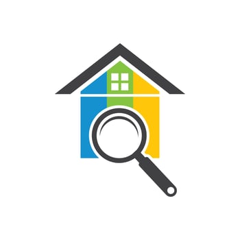 magnifier with house  icon logo vector illustration design
