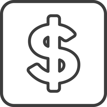 Money sign icon in thin line black square frames. png
