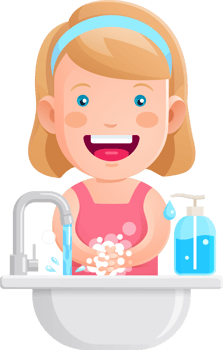 Girl washing hands cartoon png