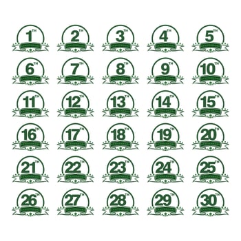 Set Anniversary Design, luxurious green army years, Anniversary logo design celebration.green color years Anniversary logo. vector