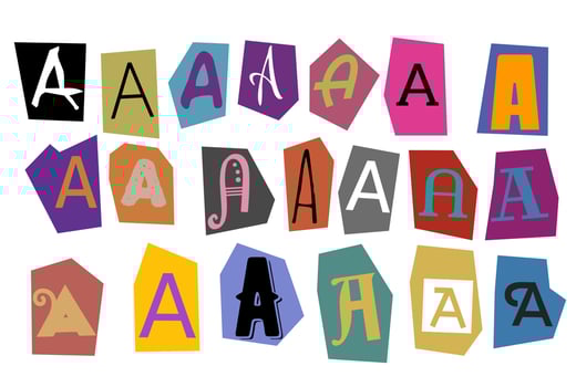 Alphabet A - vector cut newspaper and magazine letters, paper style ransom note letter