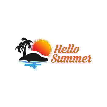 Hello summer banner. Typography poster with sun and lettering. Sunny design for beach party, summer collection clothes, social media content vector