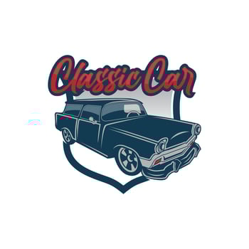 Classic vintage car vector design inspiration. Auto car logo design template. Classic vehicle symbol logotype. A classic car symbol silhouette. Vintage car simple line art logo.