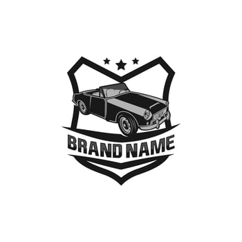 Classic vintage car vector design inspiration. Auto car logo design template. Classic vehicle symbol logotype. A classic car symbol silhouette. Vintage car simple line art logo.