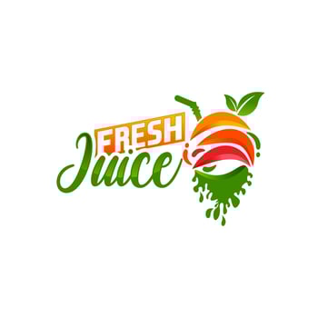 Fruit juice logo. Fresh drink logo. Vector illustration, Fresh Juice logo designs template.