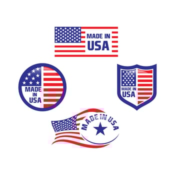 made in USA sign logo american flag US icon vector with red blue star stripes design element