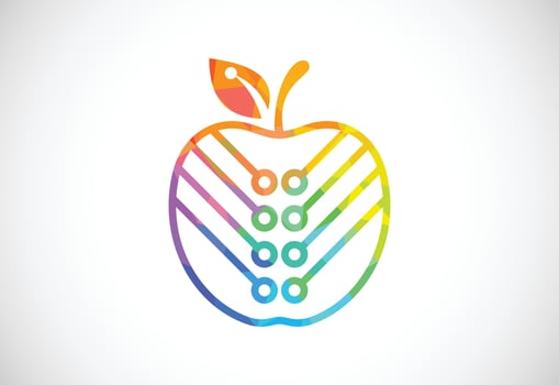 Low poly style apple technology logo sign symbol in flat style on white background vector