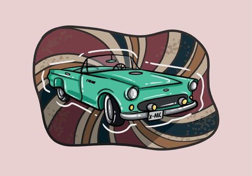 Retro green car classic. Classic car. Retro Car Design. Hand drawn retro car. vector