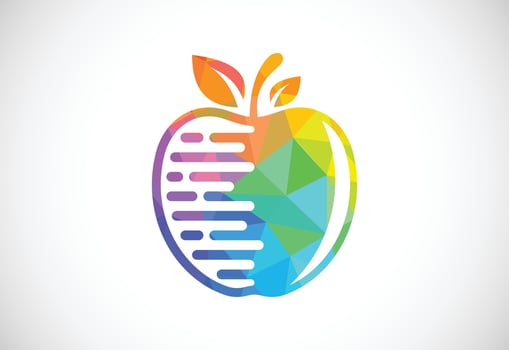 Low poly style apple technology logo sign symbol in flat style on white background vector