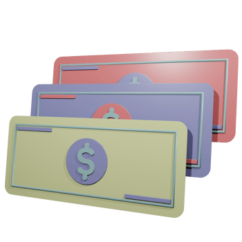 3D Paper Dollar Bills png