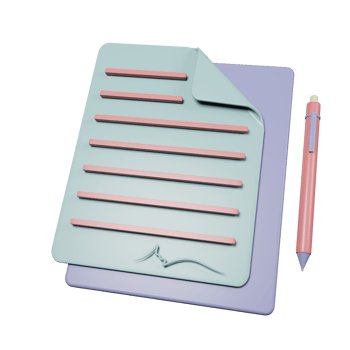 3D Contract with Pen and Signature png