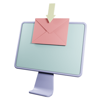 3D Desktop with mail Illustration png
