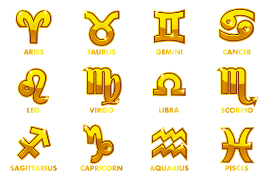 Golden Astrology Signs, 12 Zodiac png