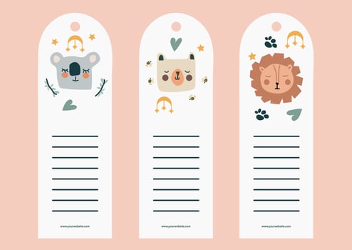 Boho animals book marks template vector
