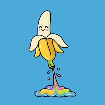 Banana cartoon is flying with a funny expression vector