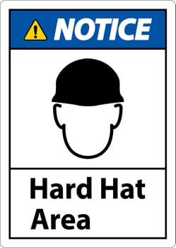 Notice Hard Hat Protection Required Area Sign On White Background vector