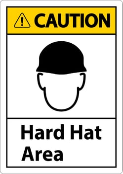 Caution Hard Hat Protection Required Area Sign On White Background vector
