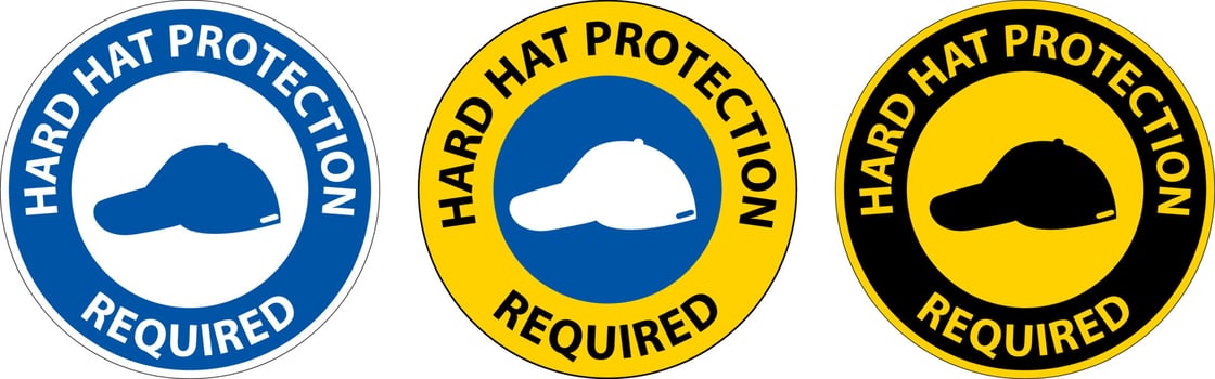 Hard Hat Protection Required Area Sign On White Background vector