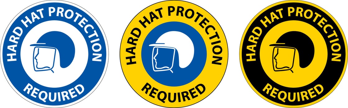 Hard Hat Protection Required Area Sign On White Background vector