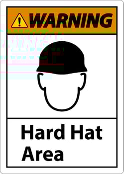 Warning Hard Hat Protection Required Area Sign On White Background vector