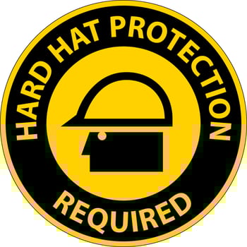 Hard Hat Protection Required Area Sign On White Background vector