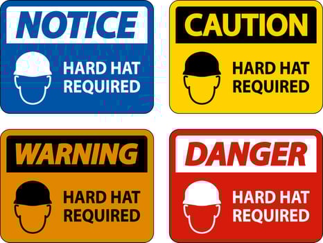 Caution Hard Hat Required Sign On White Background vector