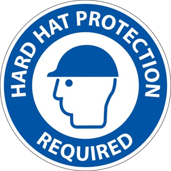 Hard Hat Protection Required Area Sign On White Background vector