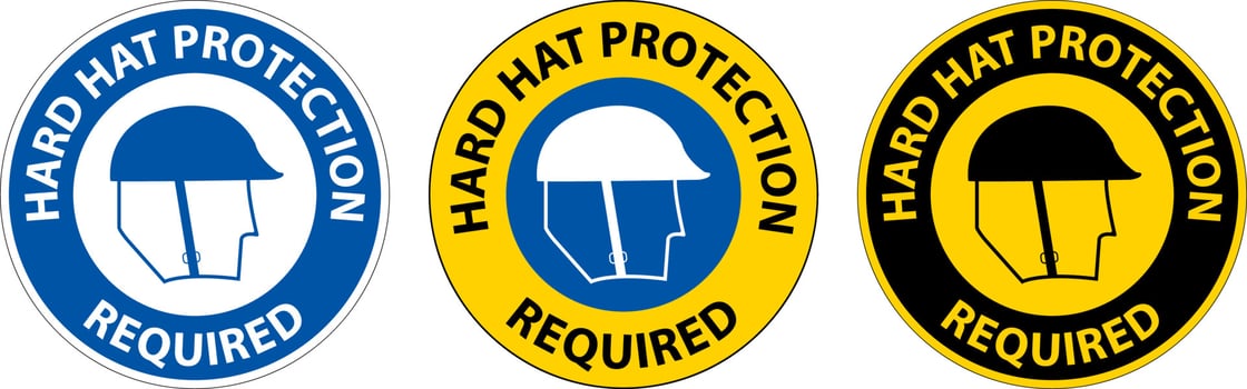 Hard Hat Protection Required Area Sign On White Background vector