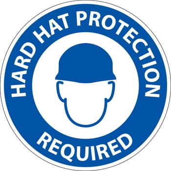 Hard Hat Protection Required Area Sign On White Background vector