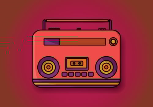 Red vintage radio on vintage background vector