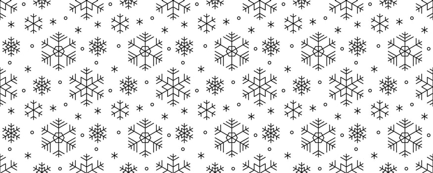 black linear snowflakes seamless pattern vector