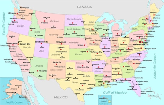 United States of America Map vector