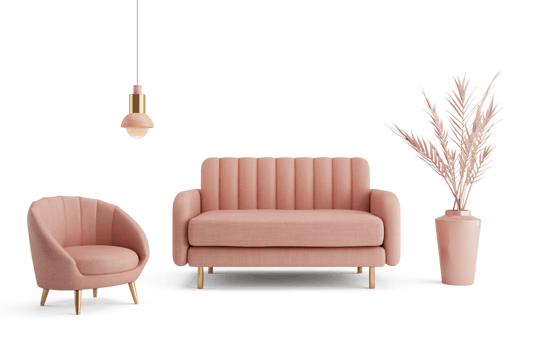 pink sofa and armchair set art deco style png