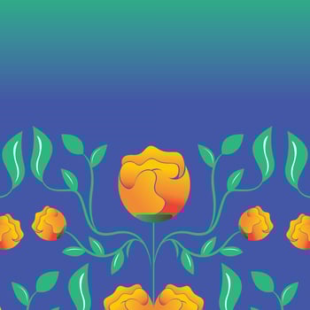 Green Leaf Yellow Flower BLue Background Poster Design vector