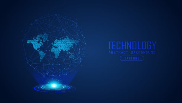 Modern World Map Holograph on Technology Background vector
