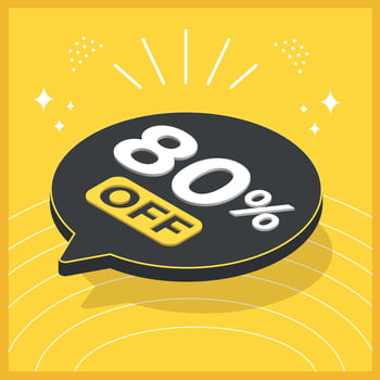 80 percent off. 3D floating balloon with promotion for sales on yellow background vector