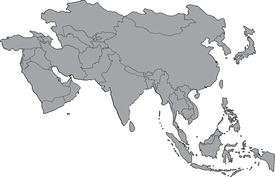 doodle freehand drawing of asia countries map. png