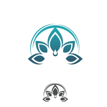 Abstract lotus flower logo design. Yoga and spa beauty studio logo vector templates set in pink blue colors.