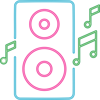 speaker music neon style png