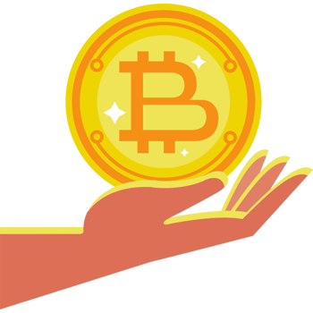 hand lifting golden bitcoin png