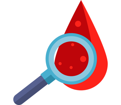 blod drop with magnifying glass png