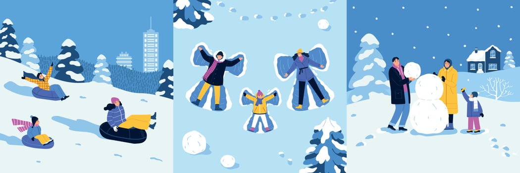 Winter Holiday Compositions Set vector