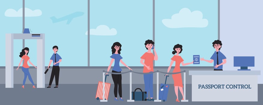 Airport Passport Control Composition vector