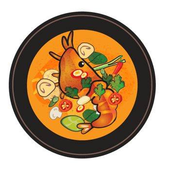 Tom yum kung Thai food hot and spicy shrimp soup top view png